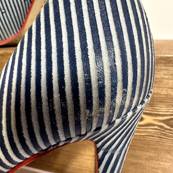 Gianni Bini Chunky Platform Ultra High Heels SZ 7 Nautical Striped Star  Retro - Picture 4 of 10